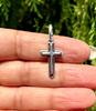 925 Sterling Silver Cross Pendant, Jesus Christ, Christmas, Oxidized Oxidised Jewelry, Handmade, 1.4 Gm Handcrafted Free Ship