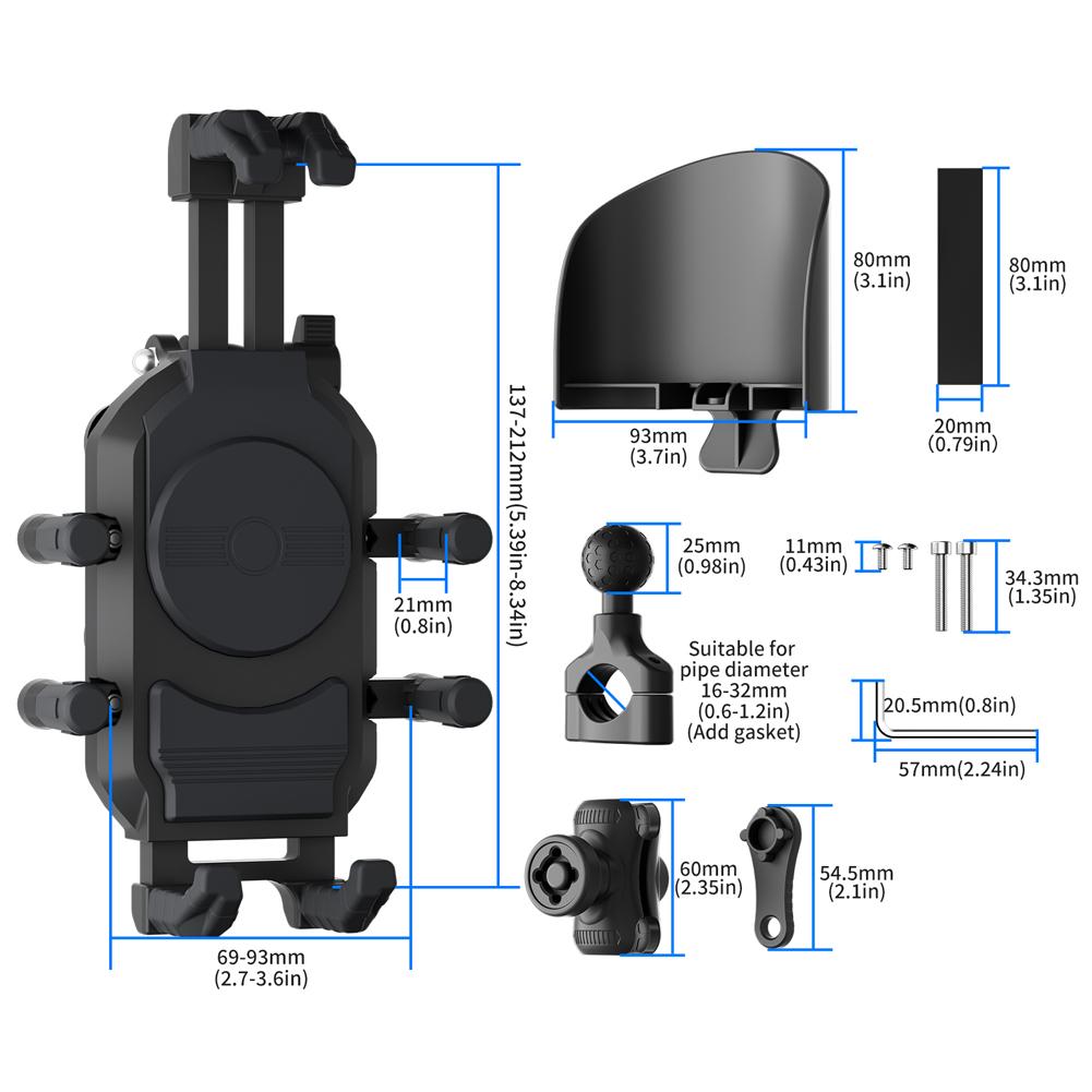 Small Helmet Rider Motorcycle Mobile Phone Holder Rainproof Electric Bicycle Navigation Holder Anti-Theft Handlebar Phone Holder