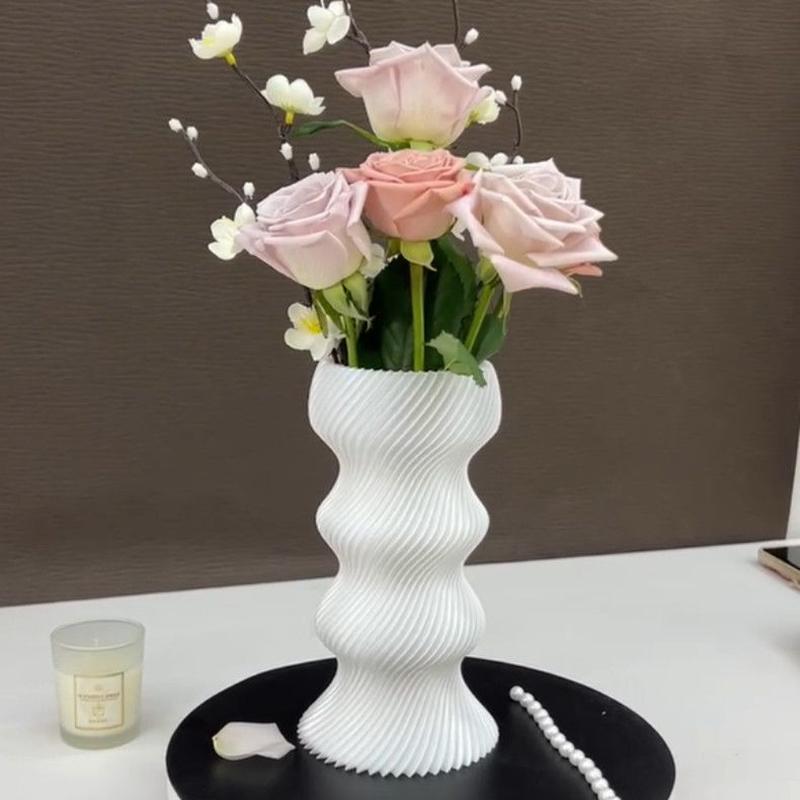 Modern Ins Vases 3D Printed Minimalist Flower Vase Luxury Flower Bottle Aesthetic Flowerpot for Living Room Home Decoration