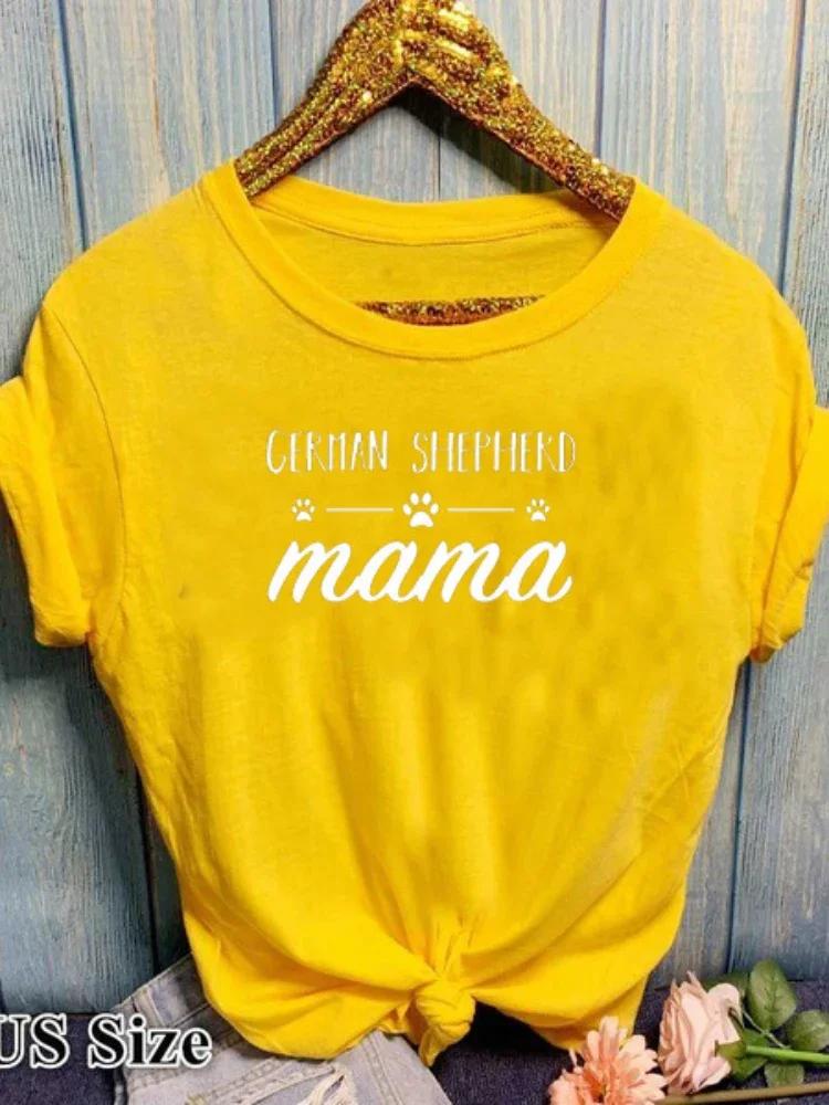 GERMAN SHEPHERD Mama Letter Print T Shirt Women Short Sleeve O Neck Loose Tshirt Ladies Summer Women Tee Shirt Tops