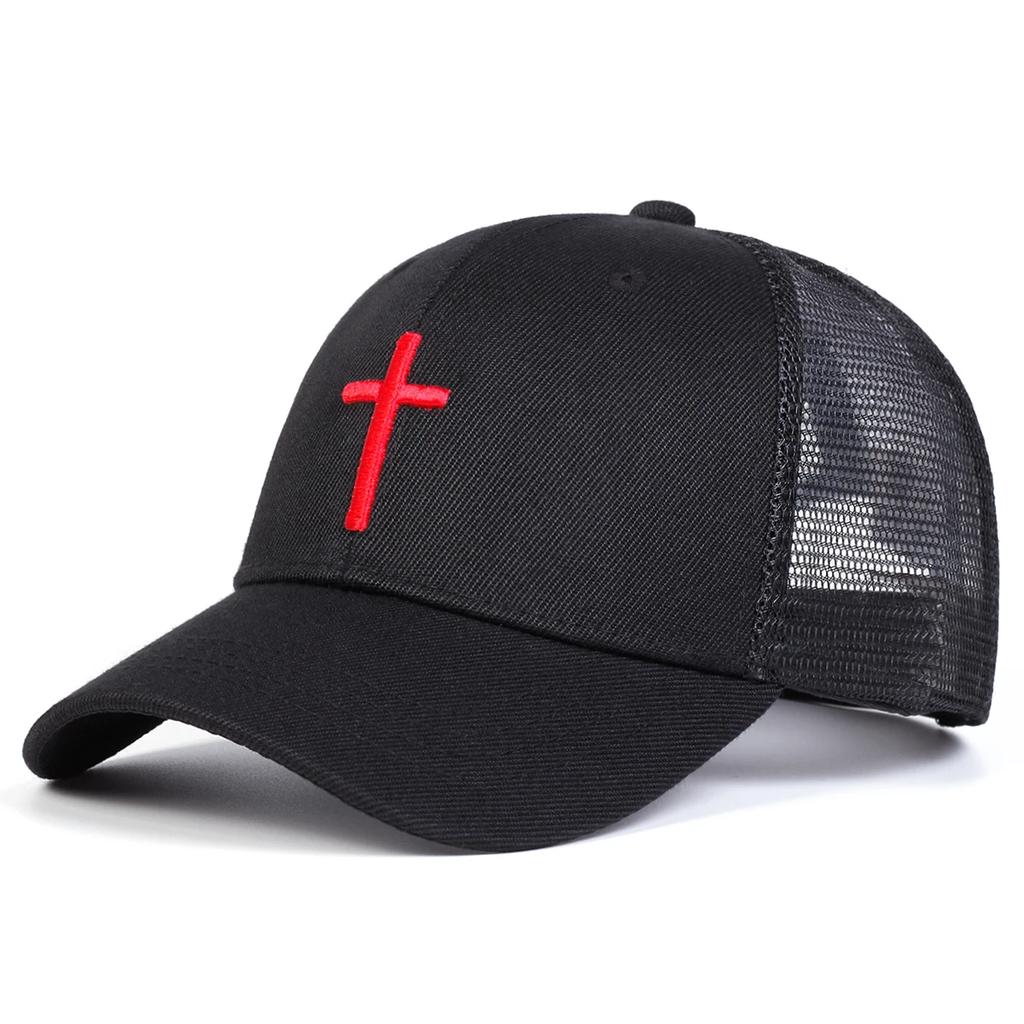 Unisex Cross Embroidery Baseball Net Caps Hip Hop Cap Spring Summer Outdoor Adjustable Casual Hats Sunscreen Hat Sports Cap