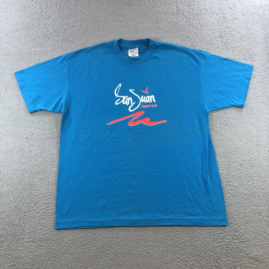 Vtg San Juan Puerto Rico Shirt Mens XL Teal Blue Single Stitch Unisex T-Shirt
