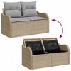 Garden Sofa Set with Cushions and Storage 8 Pcs Beige Poly Rattan
