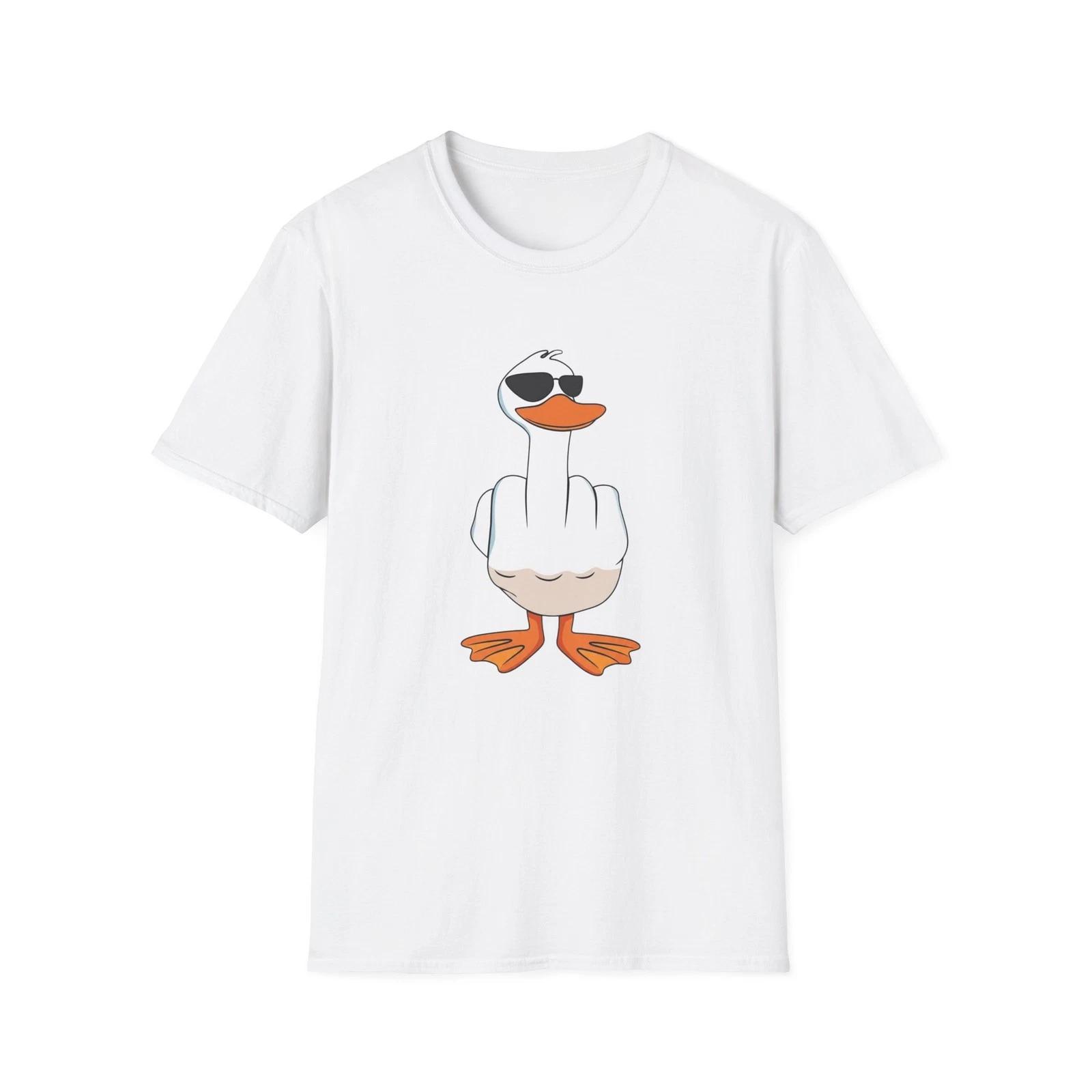 Mens Funny Shirt Cool Sunglasses Duck Middle Finger T-Shirt Funny Graphic S