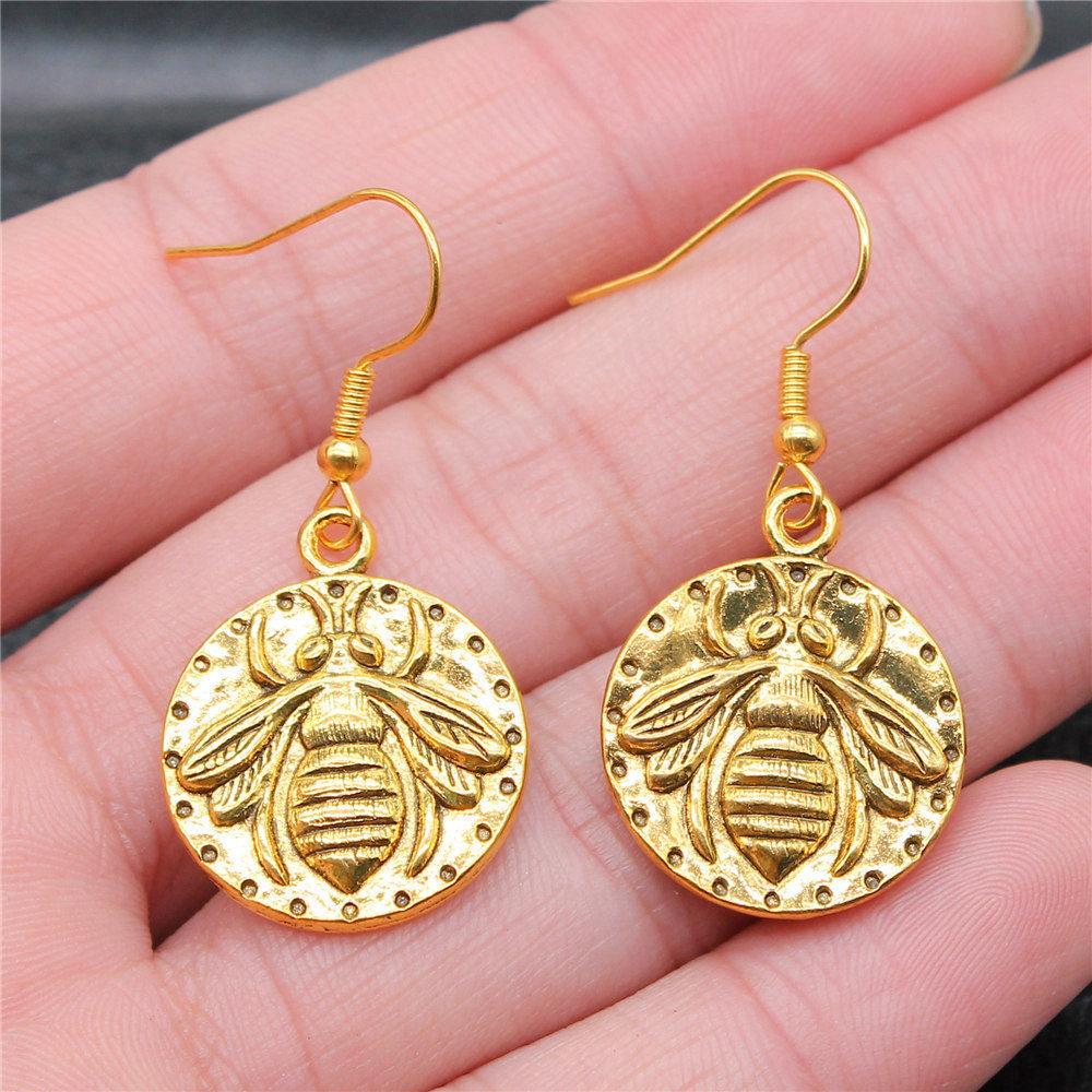 Hängeohrring Biene Wabe Minimalistische Schmuckkomponenten Ohrringgröße 18x19mm QE004