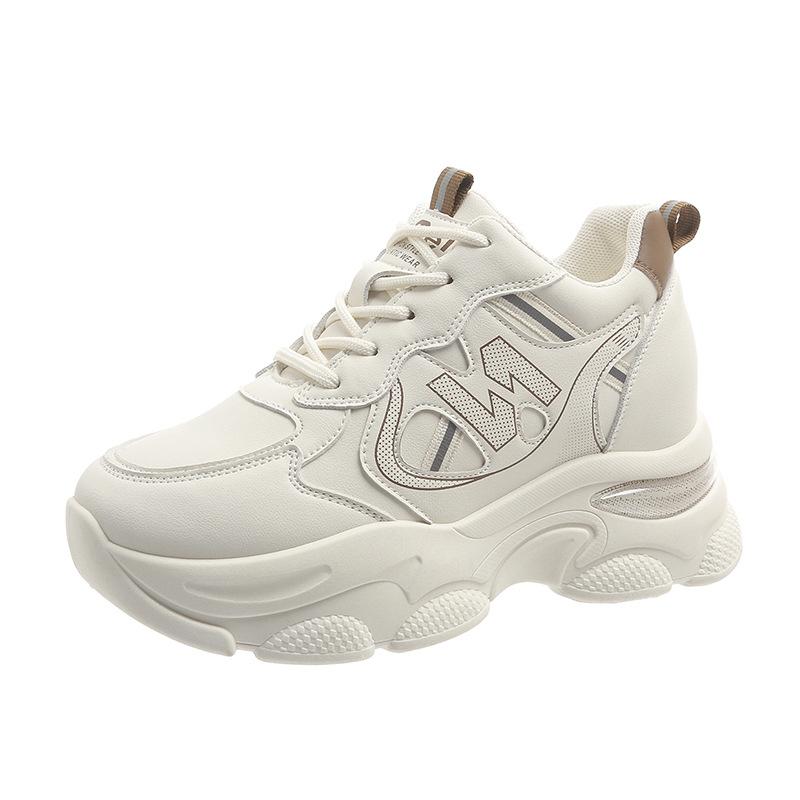 Dad shoes small inner height increase leather surface white shoes women's 2025 spring and autumn new thin versatile casual sports shoes