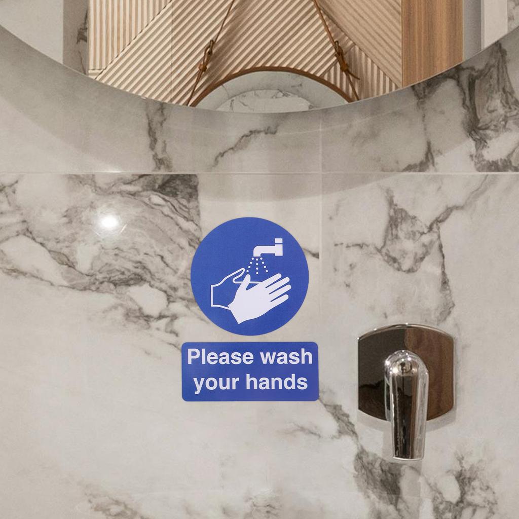 6Pcs Hand Wash Stickers Peel Stick Bathroom Reminder Sign Handwashing Instruction for Workplace School Restaurant Health