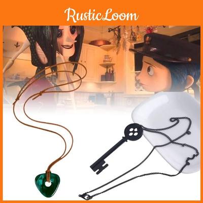 Cartoon Coraline Necklace Key Pendant Alloy Resin Material Children Gift Fans