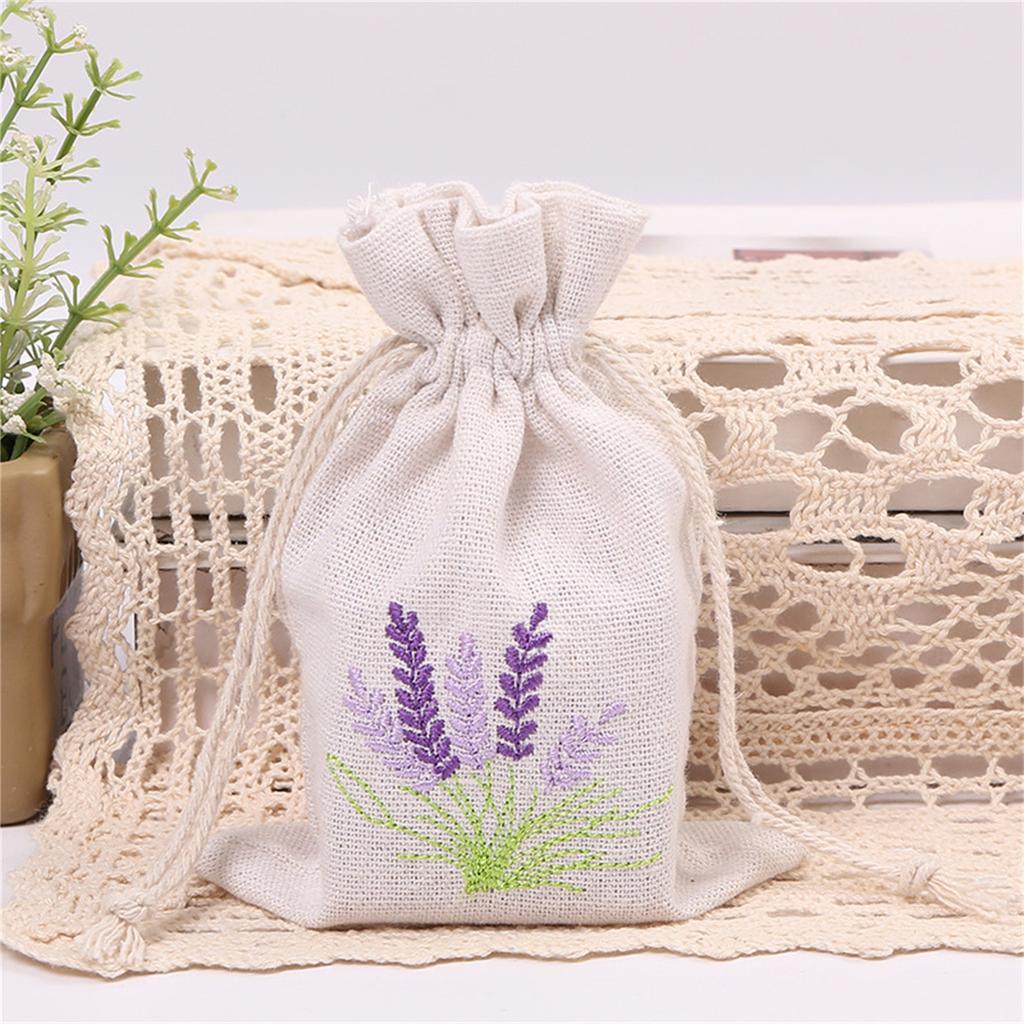 Embroidery Craft Canvas Bag Lavender Storage Drawstring Bundle Pocket Jewelry Object Packaging Hemp Bag