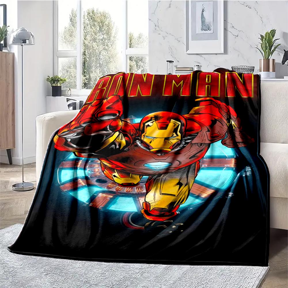 Iron Man Theme Printed Blanket - Perfect for Couch, Bed, Travel & Outdoor Use | Machine Washable, Cozy & Durable.