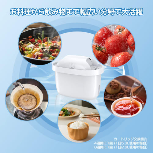 AZMKOO Water Filter Cartridges Compatible with Brita Water Filters, High Removal Type, Japan Specification, Set of 6