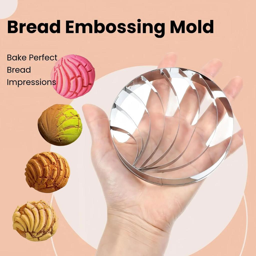 Stampo e Tagliapasta Concha Messicana in Acciaio Inossidabile da 4", Strumento per Goffratura Pane e Biscotti per Pan Dulce