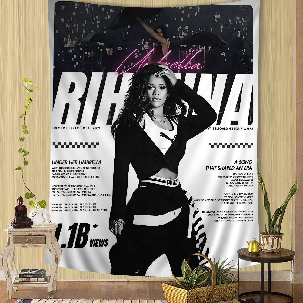 

Singer RRIHANNAS Cartoon Tapestry Hippie Flower Wall Carpets Dorm Decor Art Home Decor 74x94cm(29x37in)