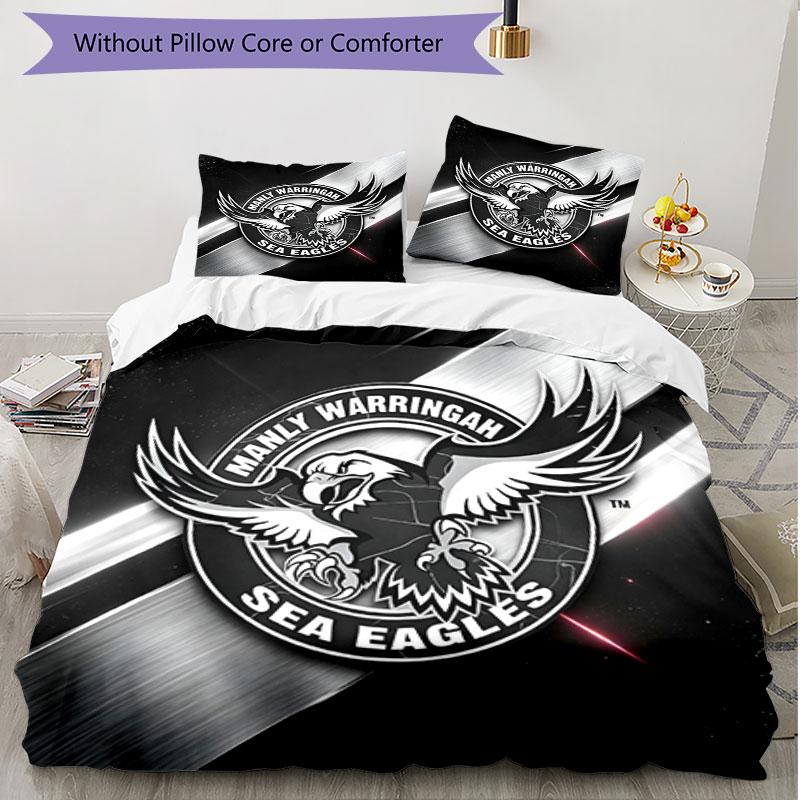 3pcs Duvet Cover Set (1*Duvet Cover + 2*Pillowcase, Without Core), Manly Warringah Sea Eagles Print Soft All‑Season Bedding Set, Home Bedroom Decor Gi