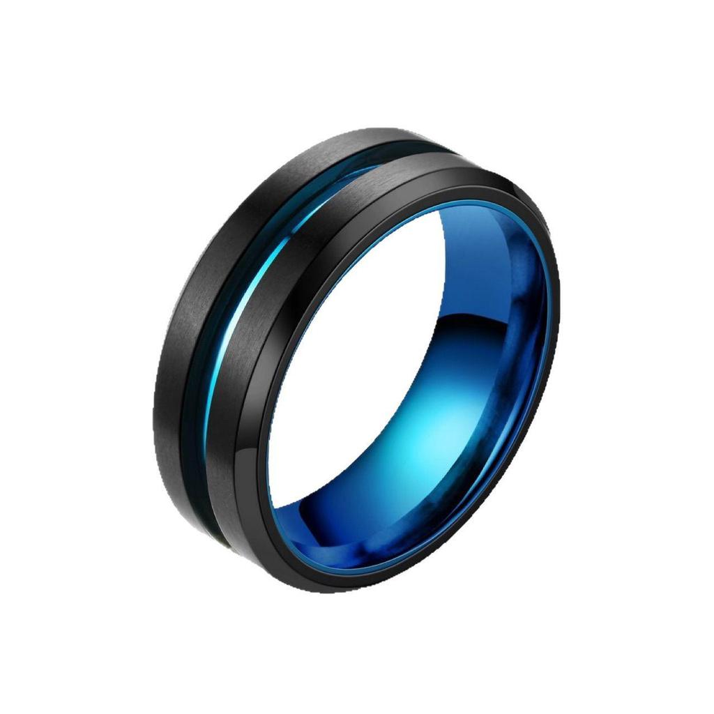 Cross Fashion Two-Color 8mm Brushed Titanium Steel Ring