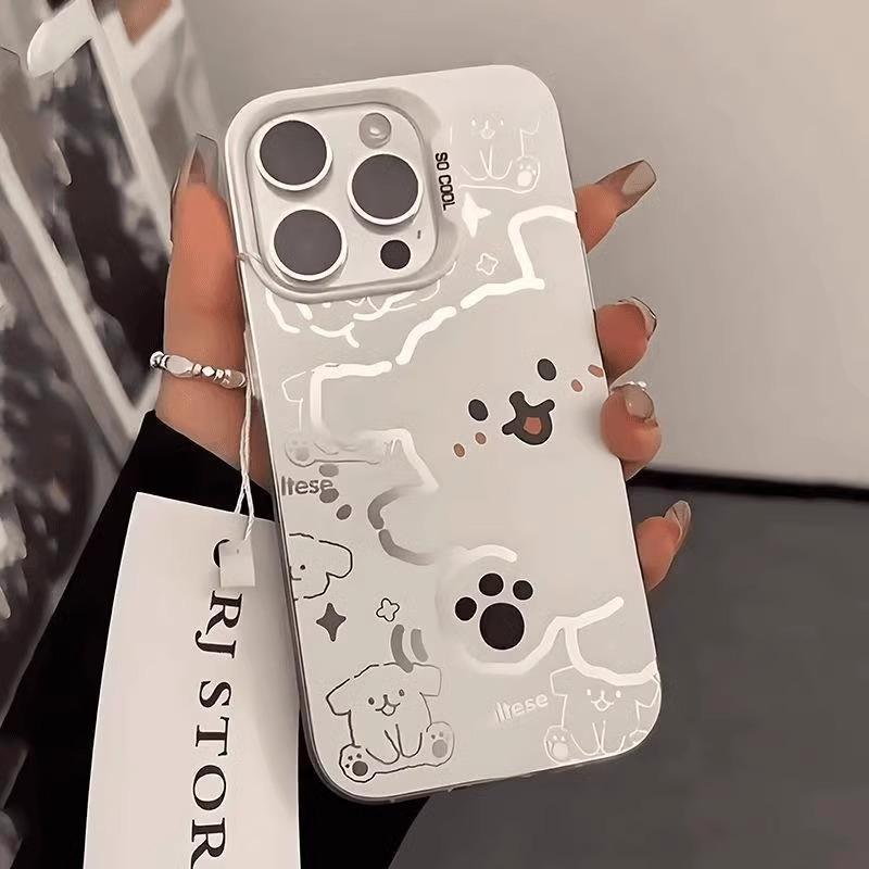 Line Puppy Is Suitable for Apple 16promax Creative iPhone13/12 Mobile Phone Case 15plus Anti-drop 11.