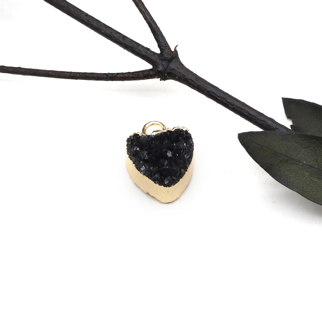 1 szt. Mały kamień naturalny Złoty owinięty brzeg wisiorek Kształt serca Kryształowy pączek Charms do wyrobu biżuterii Naszyjnik DIY Bransoletka Akcesoria do kolczyków 12 mm