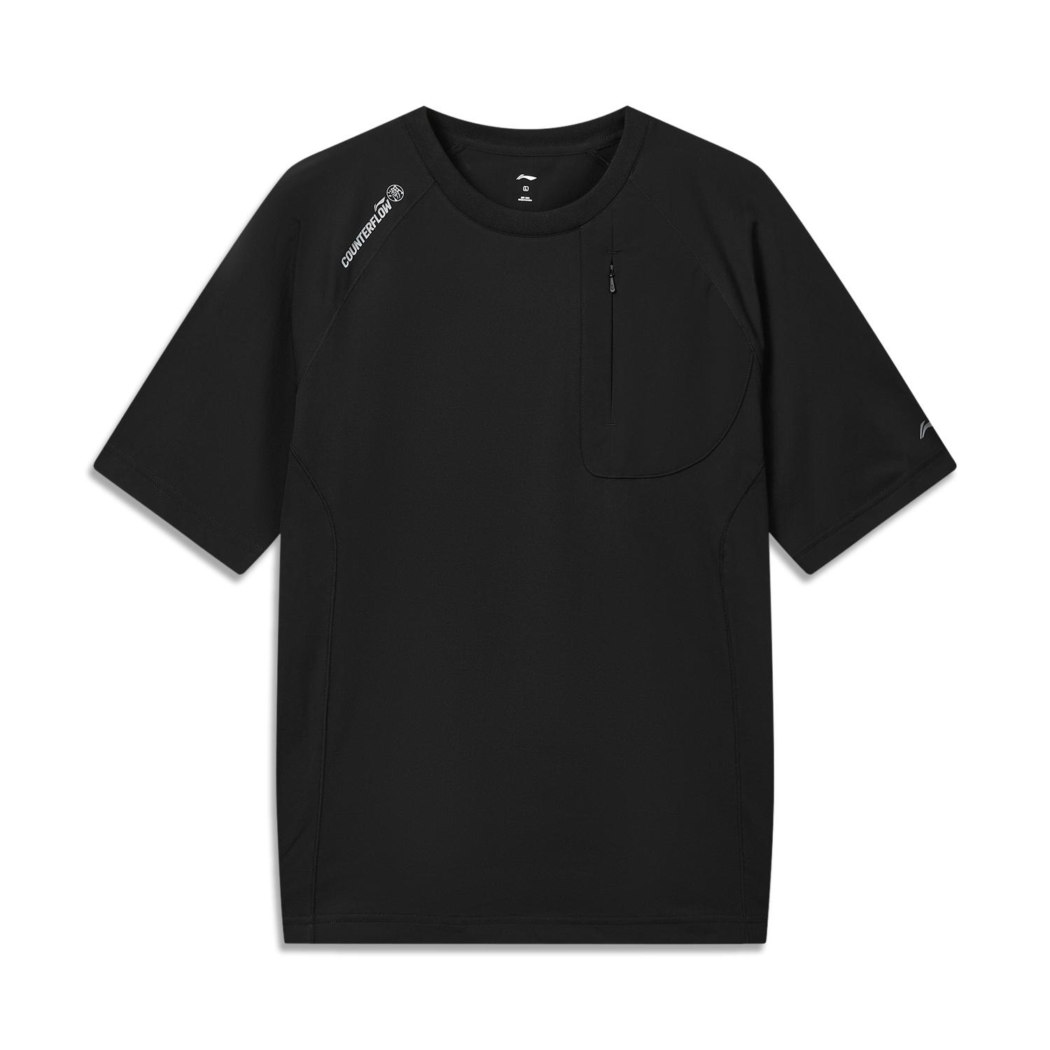 Li-Ning Outdoor CF Quick-Dry Cool Anti-Ultraviolet Round Neck Short Sleeve T-Shirt Unisex Tops Black ATSW409-4 M