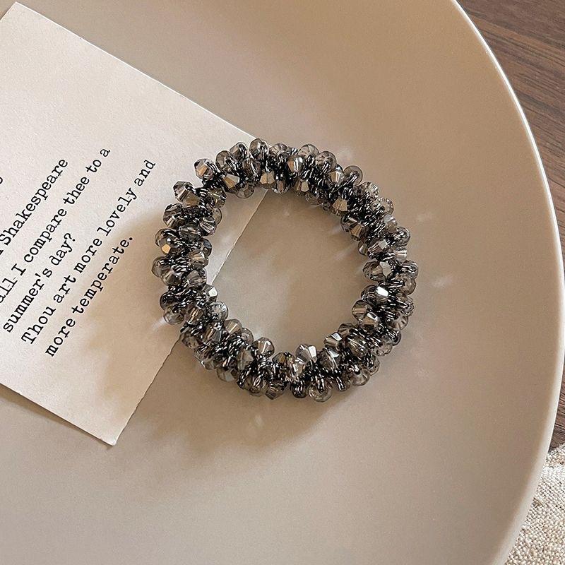 4PCS Korean Style Beaded Telephone Cord Hair Ties High Elastic Seamless Spiral Scrunchies No Crease Ponytail Holder Hair Ropes