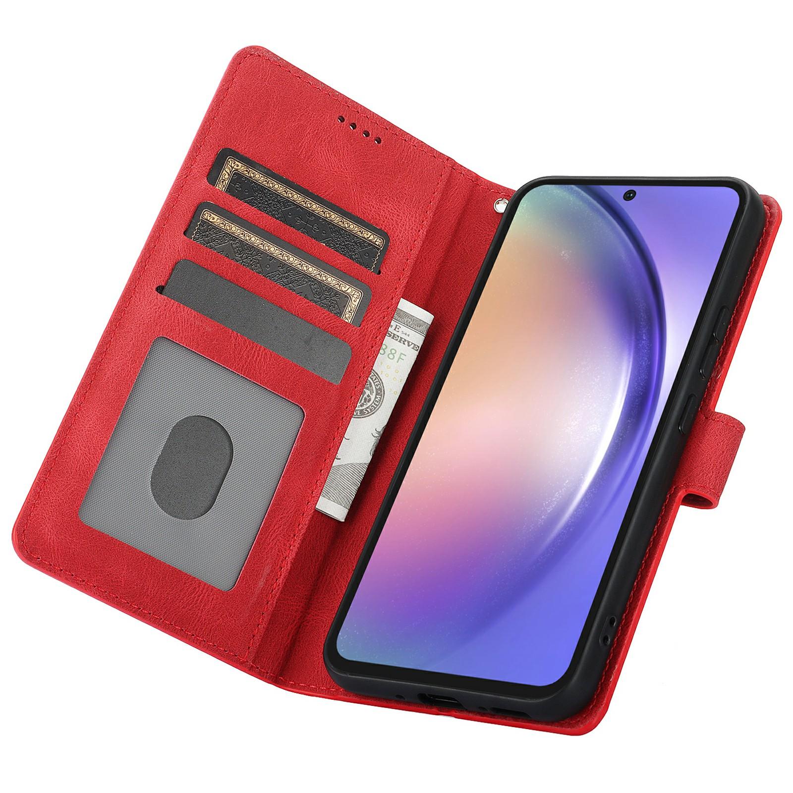 

For Samsung Galaxy A26 5G Case PU Leather Phone Cover with Wallet Stand View Red