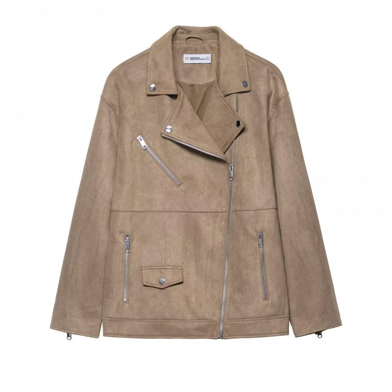Womens Faux Suede Moto Jacket Fall 2025 Street Style Casual Outerwear