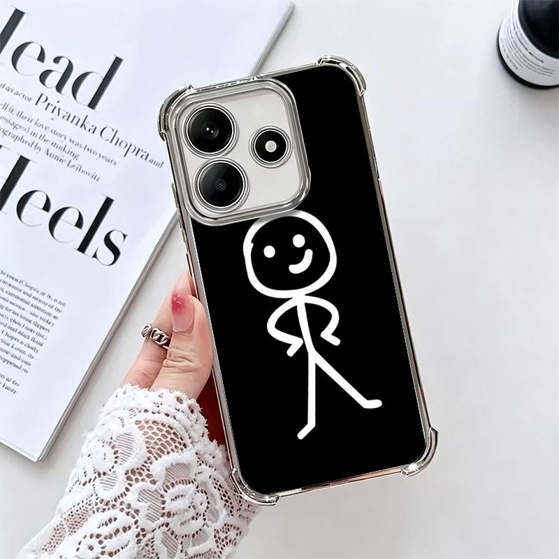 Funny Stickman Matchman Plating Phone Case For Xiaomi Redmi Note 14 15 Pro Plus 13 12 11 11S 11T 10 9S 9 5G Anti-Fall Airabag Co