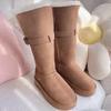 Fashion 2025 Winter Women's Keep Warm Short Plush Flat Suede New Platform Knee High Boots for Women Outdoor Casual Cotton Shoes 35-40