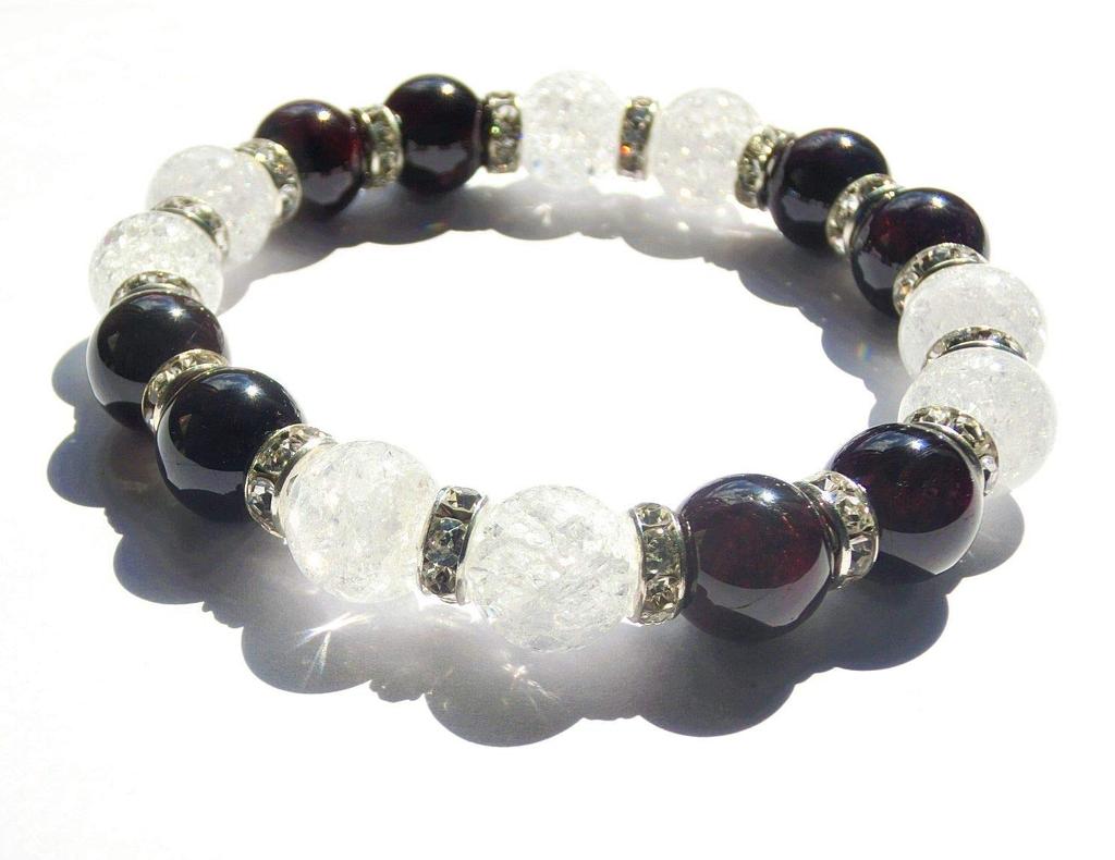 Amulet To Help You Achieve Your Garnet and Crack Quartz Power Stone Bracelet for Natural Stones 16cm Goals! Women, [Purifying Stone] (Medium Size,
