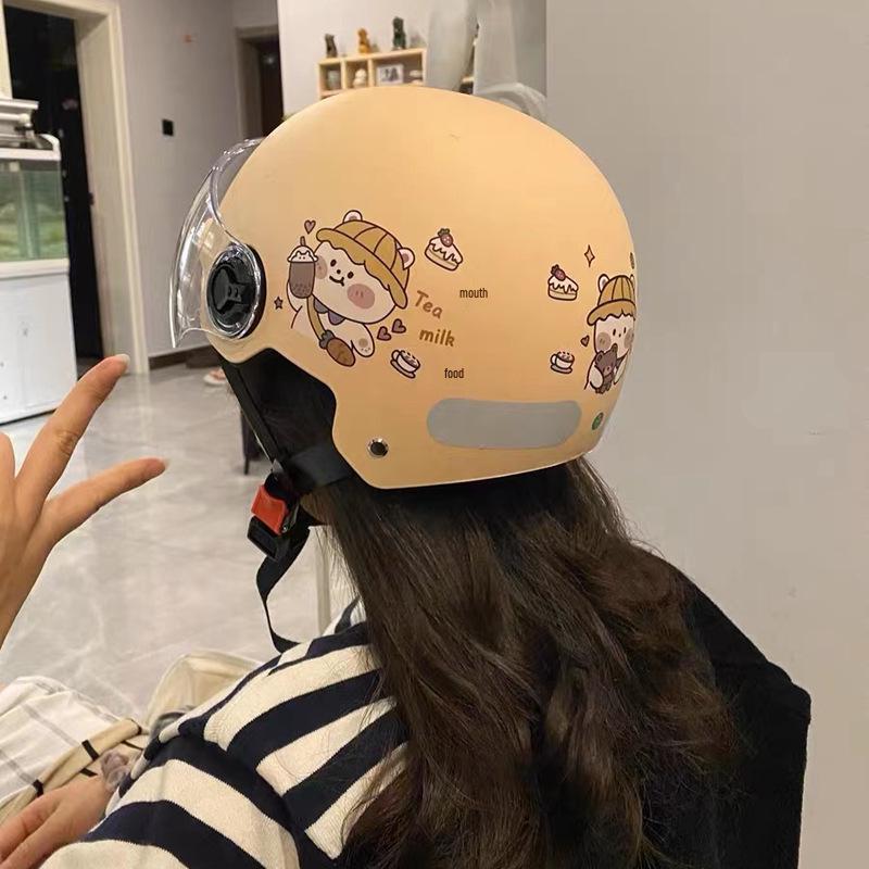 3C Certified Unisex All-Season Electric Vehicle Half Helmet - National Standard Safety Leather