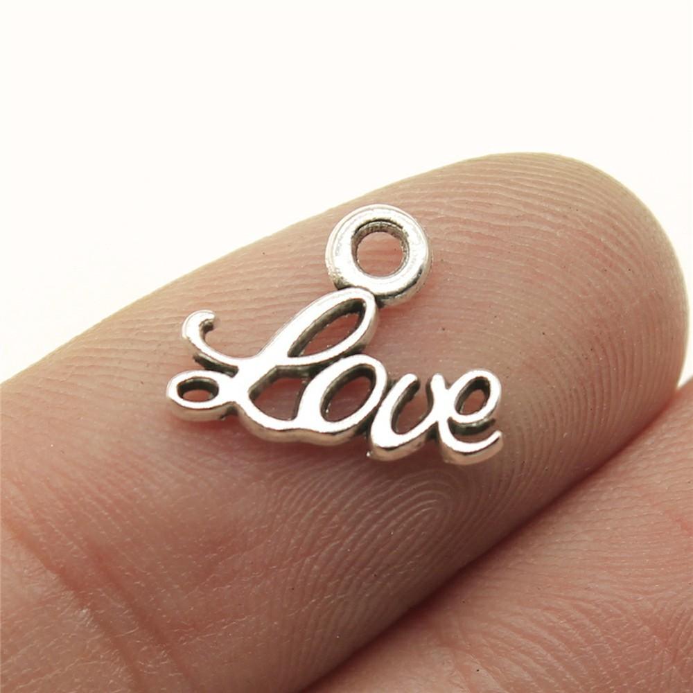 40pcs Charms Love Antique Silver Color Love Heart Charms Jewelry Findings DIY Word Love Charms Wholesale