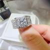 2 Carat Men's Silver-Plated PT950 Luxury Colored Moissanite Ring