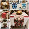 Snowflake Christmas Table Runner Bow Xmas Tablecloth Home Decor Christmas Table Flag  New Year