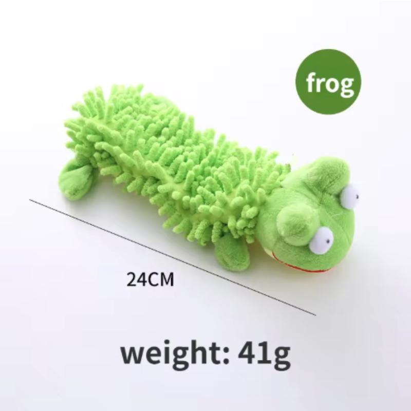 Pet Dog Toy Squeak Plush Toy Sound Mop Fur Shell Frog Hippo Teeth Grinding Chewable Doggie Toys