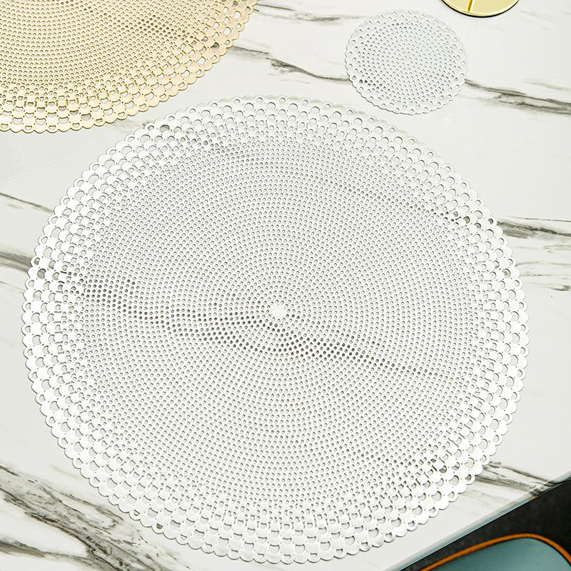 PVC Dining Coaster Set Decorative Table Mat PVC Bronzing Kitchen Supplies Antislip For Restaurant Pure Color Western Food CushionTable Decoration Mat