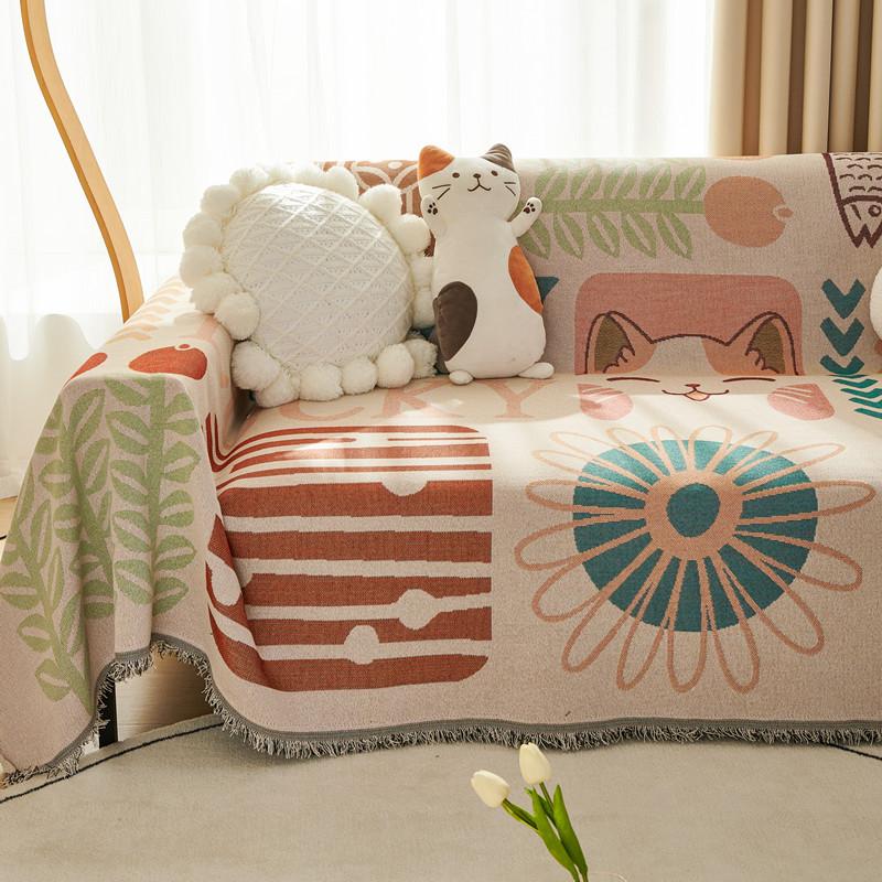 American Country Sofa Cover Cover Single Double Three-Seat Sofa Cushion Blanket Towel Cartoon Cartoon Sofa Full Cover Cloth Cotton Blanket