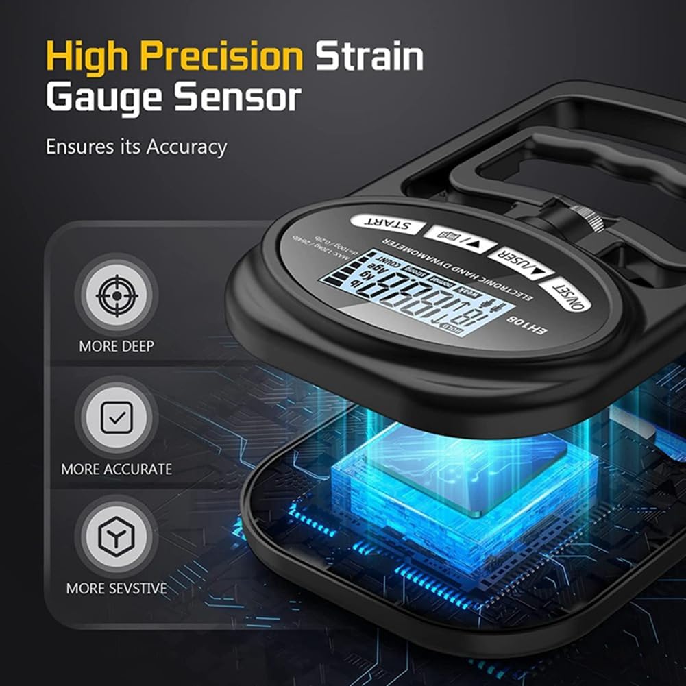 Electronic Grip Meter Sports Testing Grip Strength Meter Hand Exercise Tester Dynamometer Black