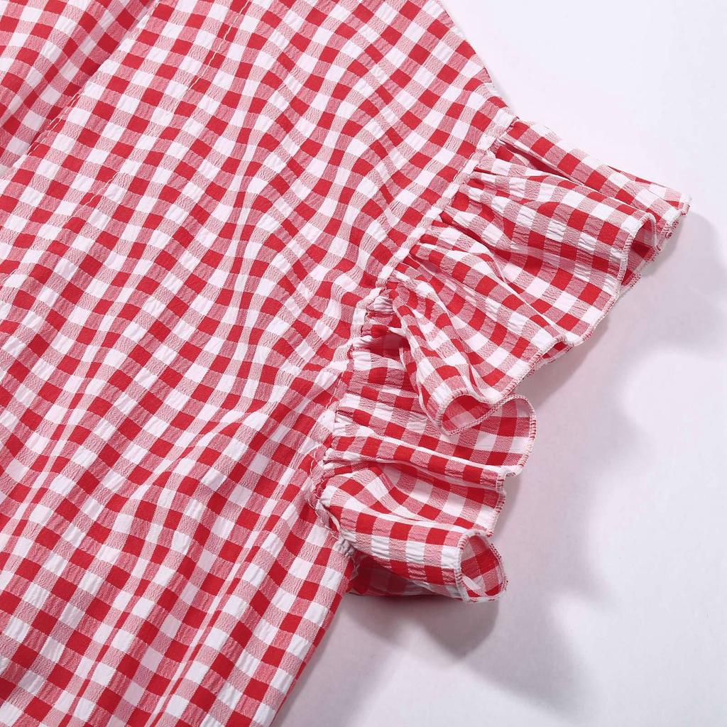 Traditional Women's Casual Short-Sleeve Plaid Shirt Beer Festival