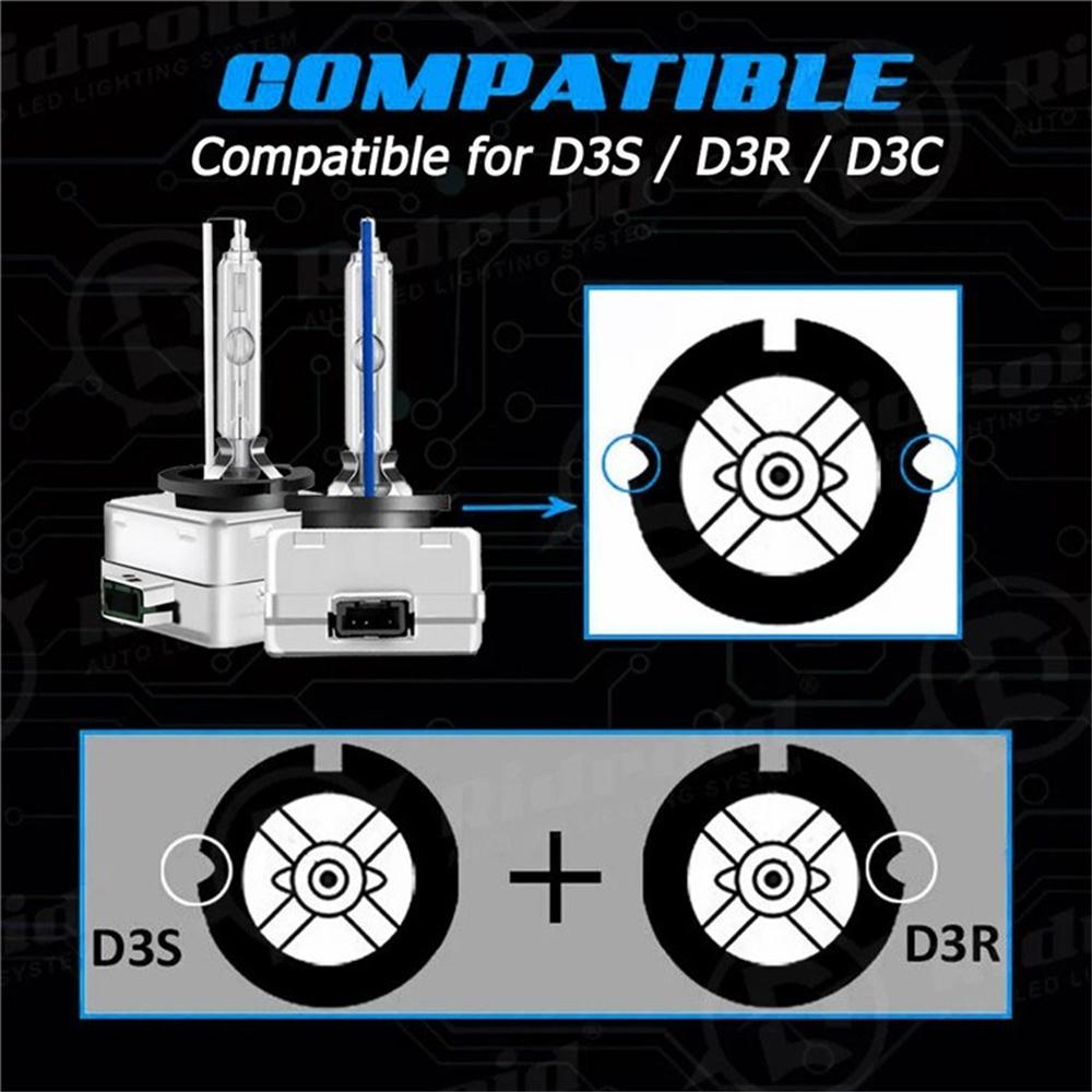 D3S 2Pcs 4300K Car Headlight Ultra Bright Xenon Bulb High Focus IP68 Waterproof HID Lamp
