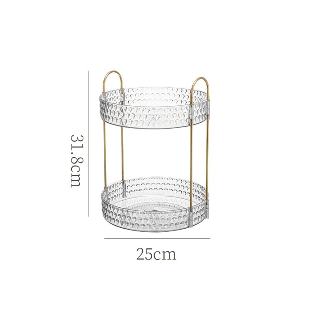 Rotating 2-Tier Vanity Makeup Organizer Cosmetics Skincare Perfume Lipstick Storage Rack