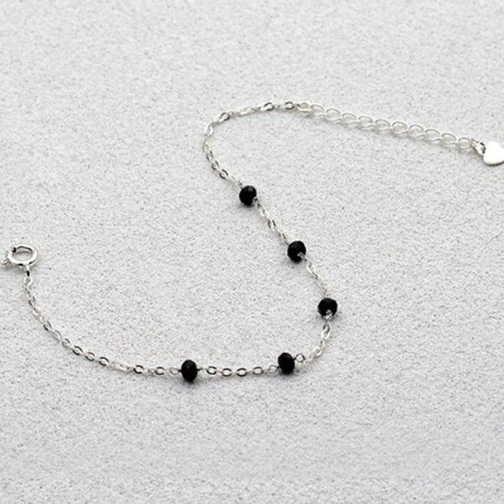 [As Little] Silver Chain Bracelet Crystal Black Silver 925