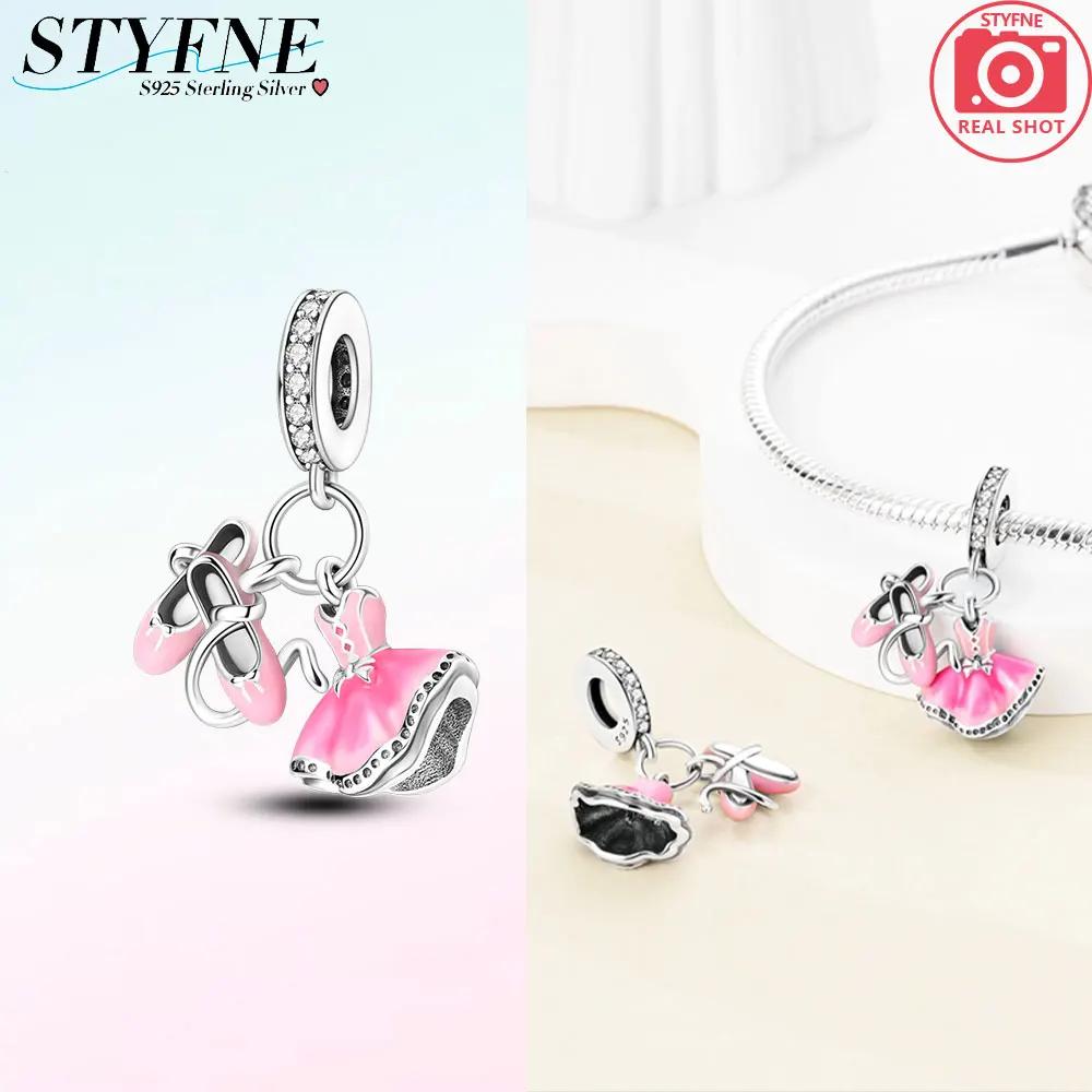 Copper Charm Fit Original Pink Pendant Charm Bracelet Necklace Women Beads Diy Jewerlry Accessories Fine Gift