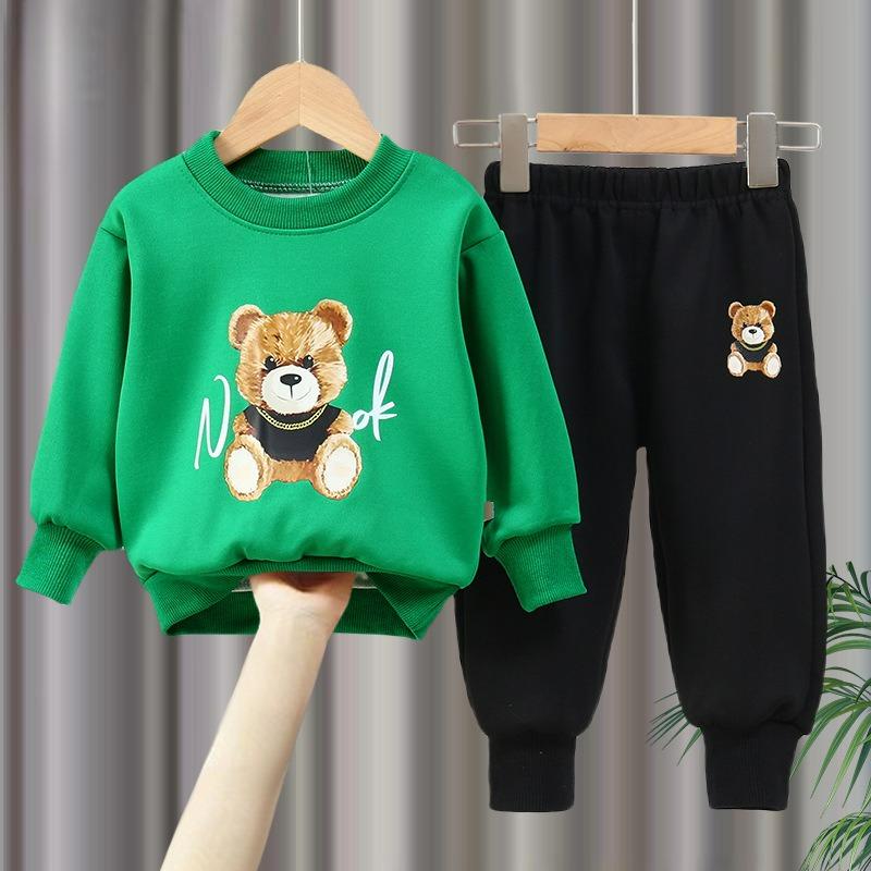 Spring Big Children's Sweater Two-piece Suit for Boys and Girls Spring and Autumn Long-sleeved Trousers Trendy Children's Suit