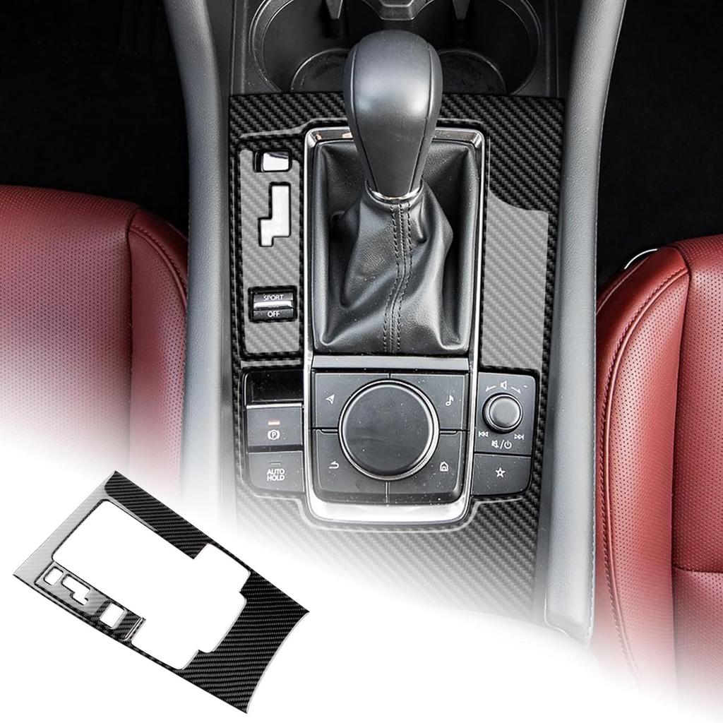 AIRSPEED Carbon Fiber for Mazda 3 Axela -2025 Center Console Multimedia Knob Button Cover Interior Trim Accessory, Black