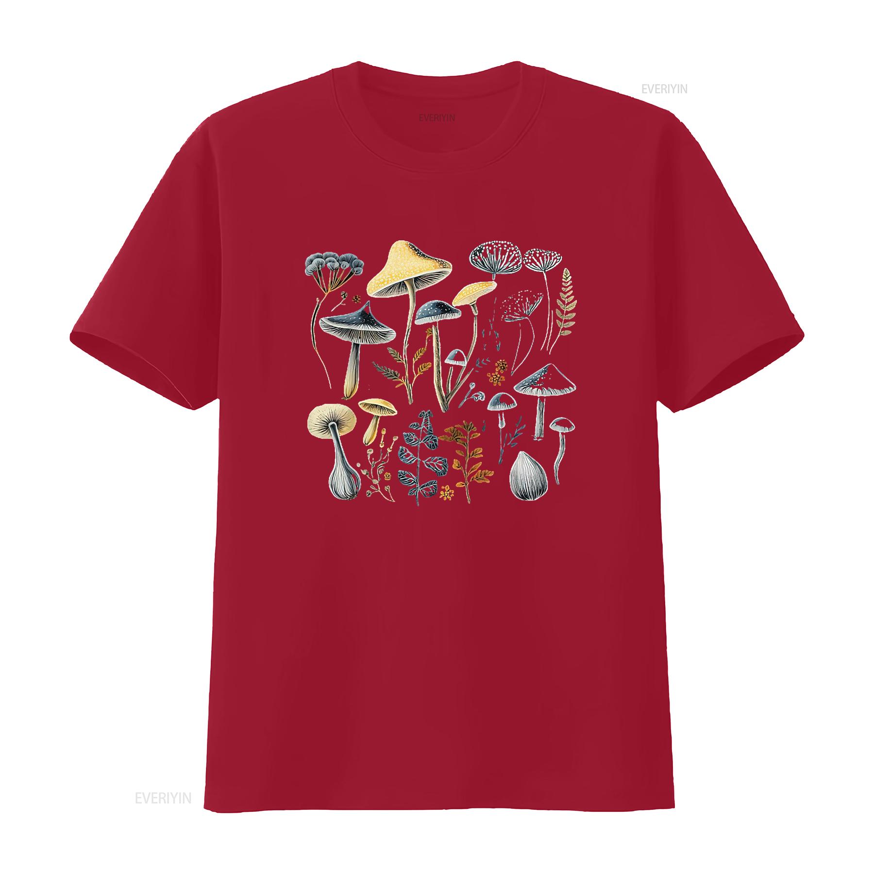 

Cottagecore Aesthetic Mushrooms And Plants Women T Shirt Black M vintage Washed Top For Everyday Wear Versatile Casual graphic S