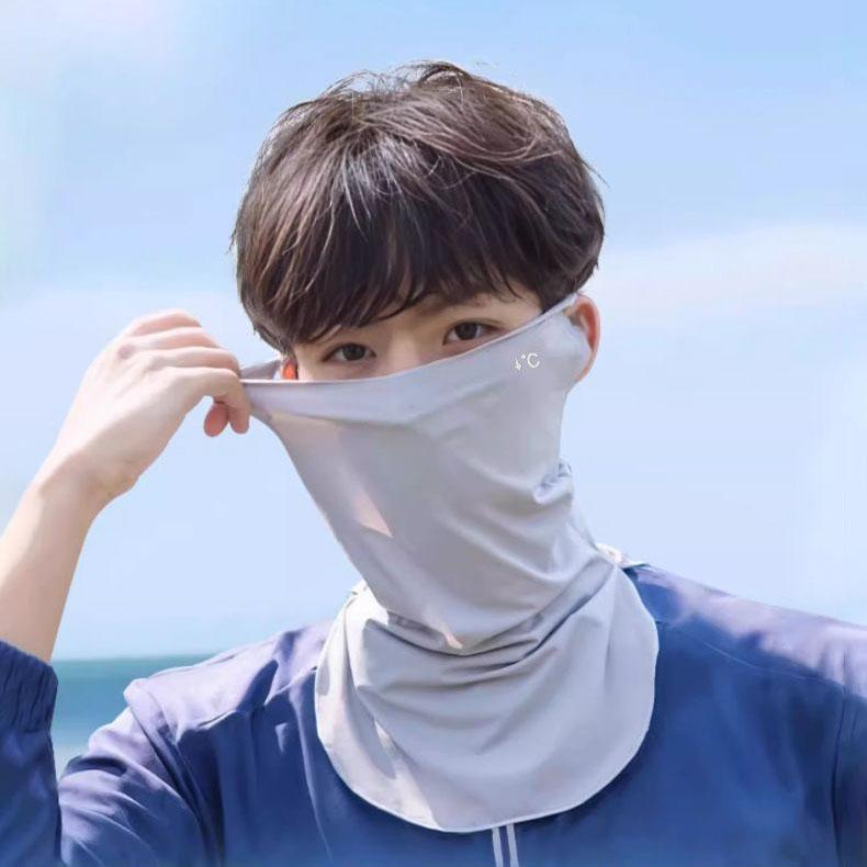 Sommer Eis Seide Sonnenschutzmaske für Damen, UV-Schutz zum Radfahren, Sonnenschutzschal für den Hals, Lange Maske für den Hals, Gesichtsmaske für Herren