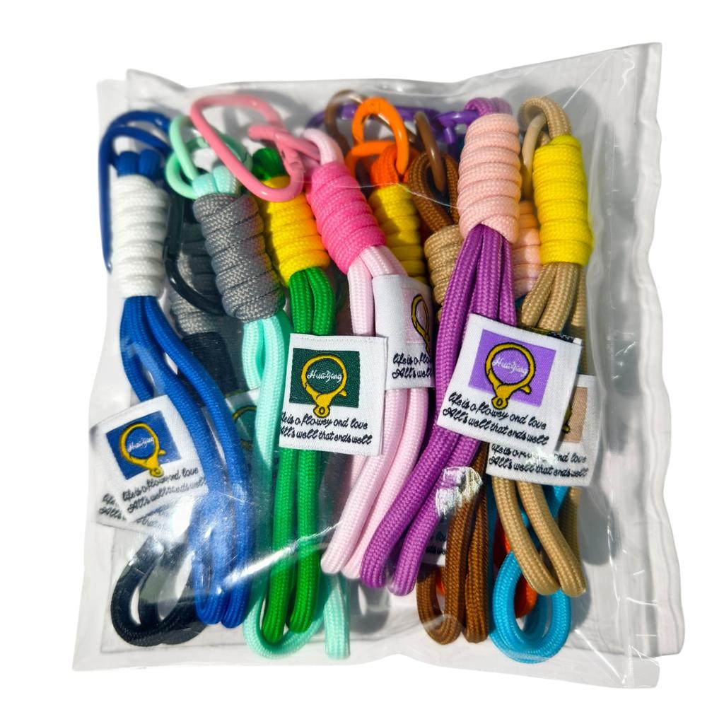 Hand Woven Umbrella Double Rope Nylon Rope Keychain Hiking Buckle for DIY Making Bag Pendant Keychain Charm