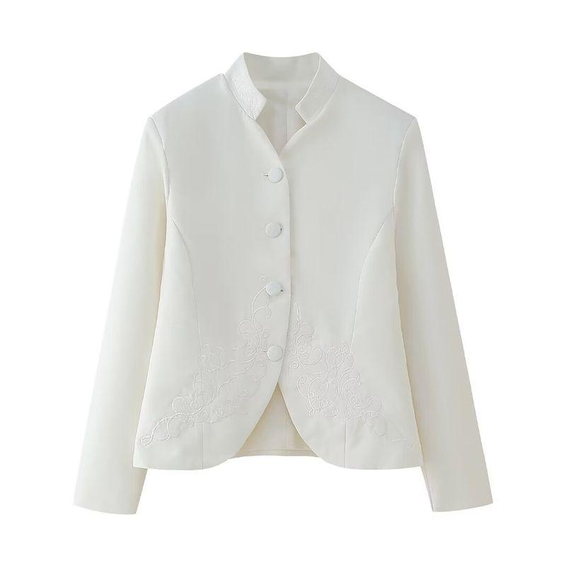 

Kaslead Новое поступление Женская одежда Модный стиль Модный Универсальный Минималистичный Вышитый Приталенный Костюм Верхняя одежда White L