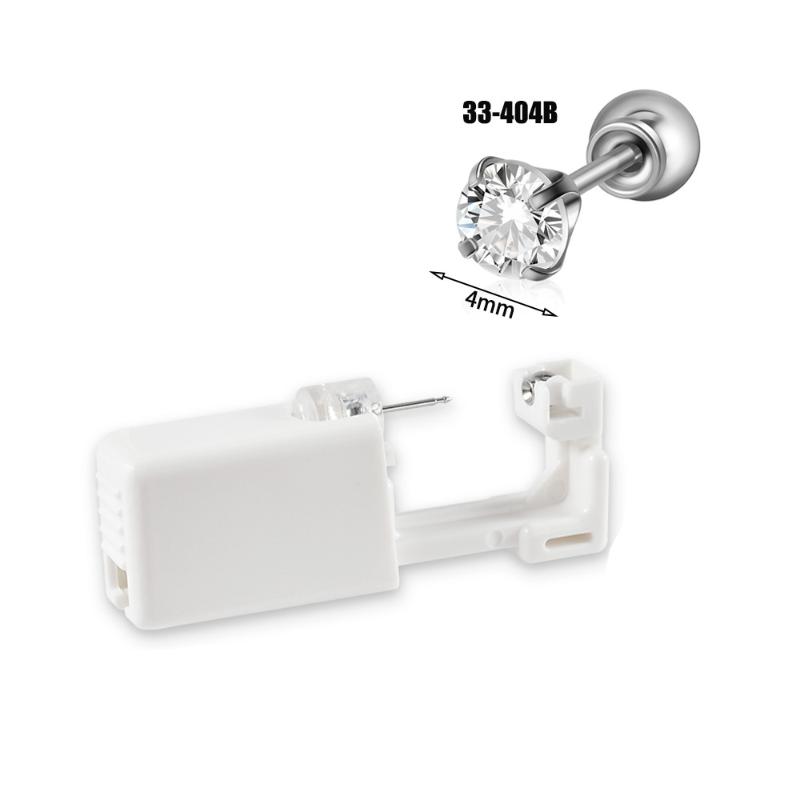 Strumento monouso per piercing all'orecchio in acciaio inossidabile Orecchini Fiore Farfalla Base Sfera con Pietra di Zircone Pistola per Orecchie monouso
