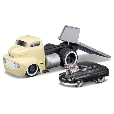 Maisto Scale Muscle Machines Muscle Transporter Diecast Model Car Ford COE 1949 Mercury 1/64 (1950 / - Yellow/Black 11538)