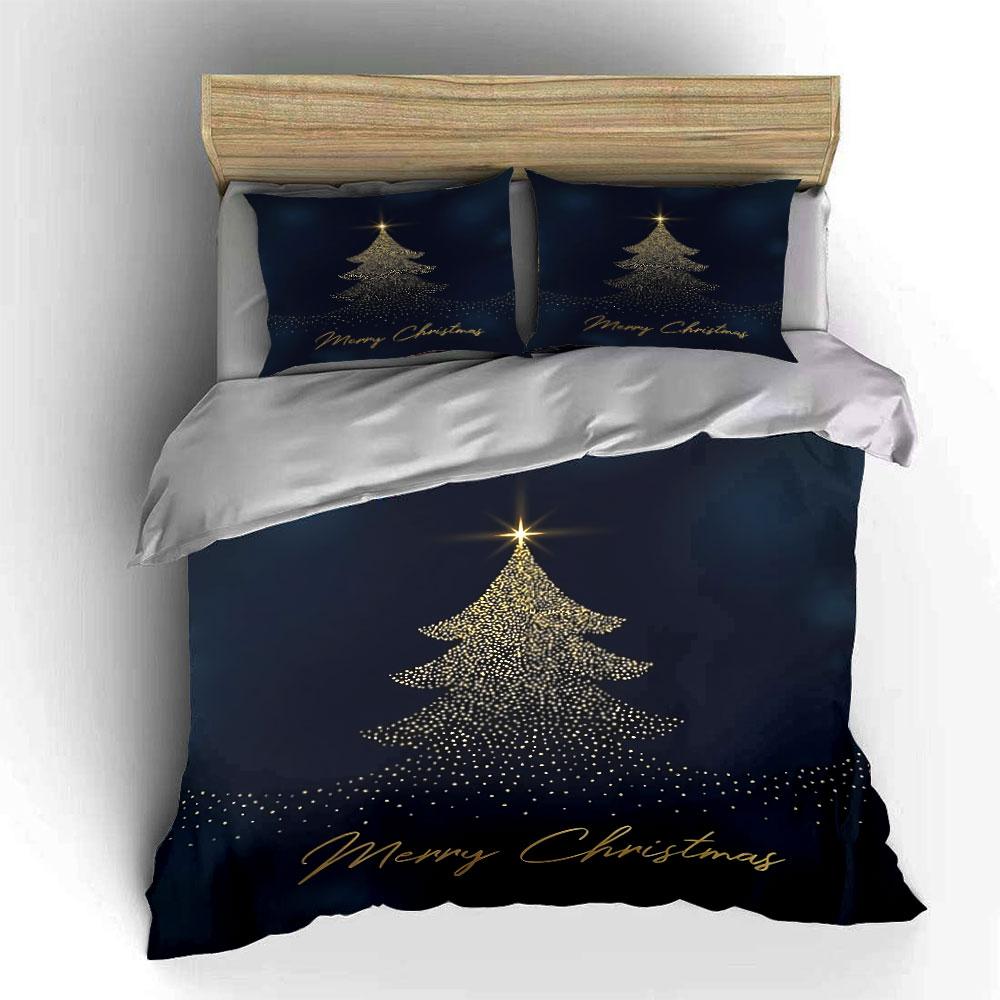 Golden Christmas Tree Design Bedding Duvet Cover Set Duvet Cover Pillowcases  (1 * Duvet Cover 2 * Pillowcases, Without Duvet Insert)